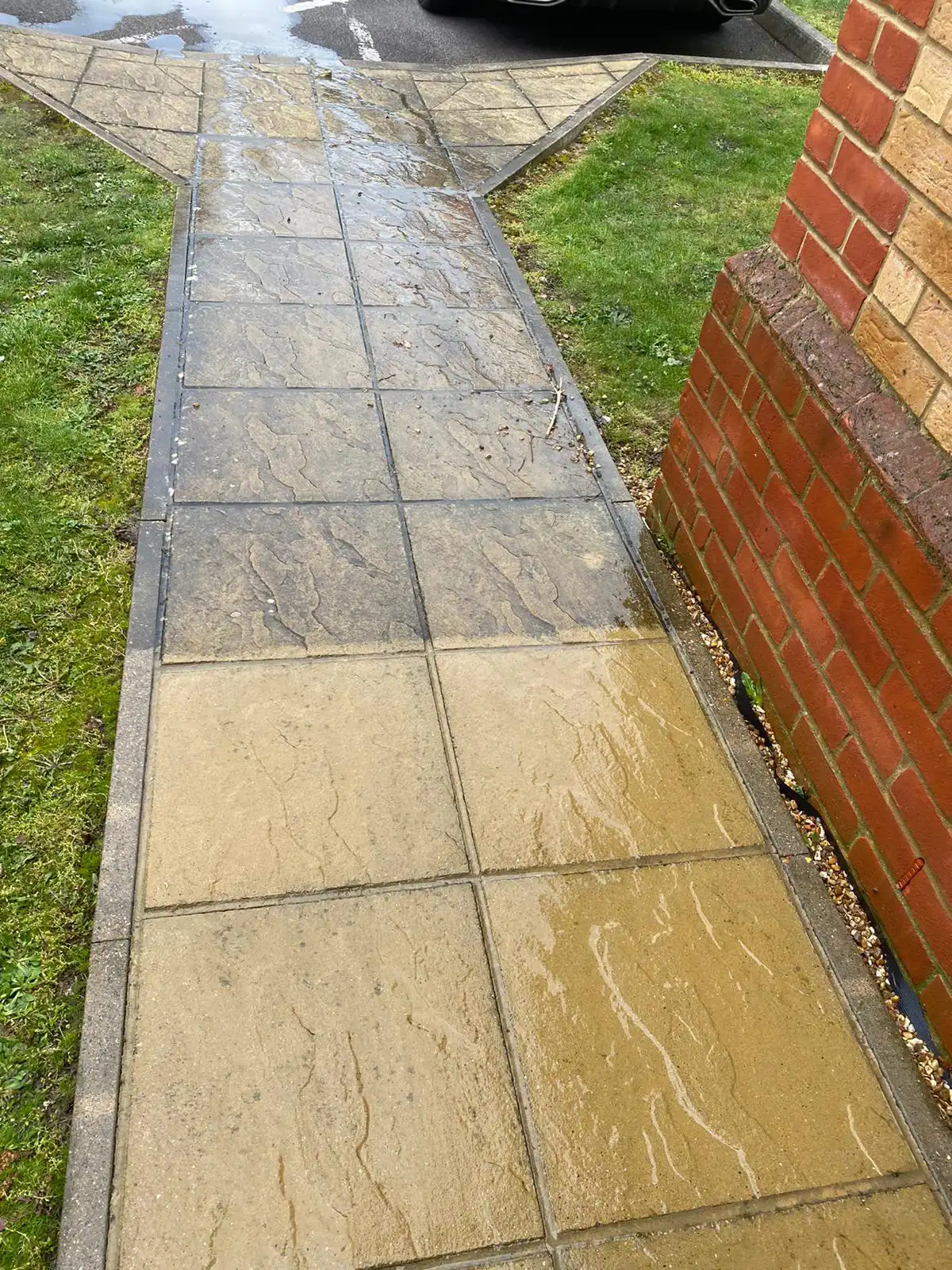 A car is parked on the side of the road.